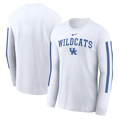 T-shirt à manches longues Nike pour hommes, blanc, avec slogan Local Spirit des Wildcats du Kentucky