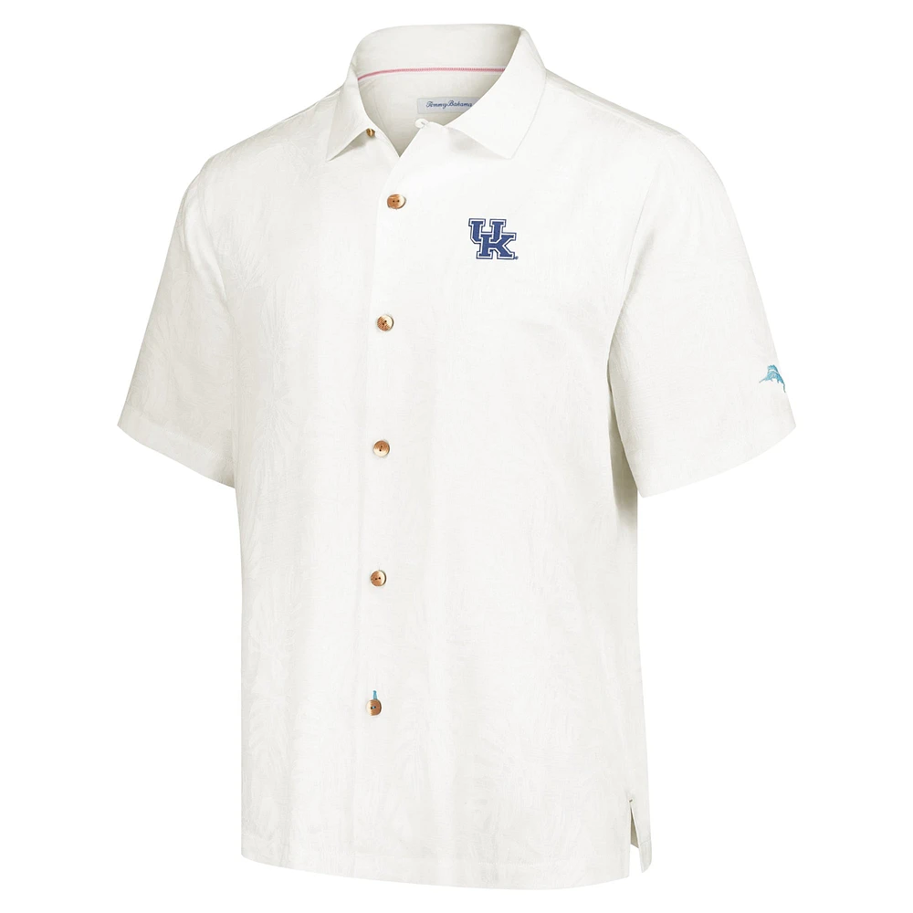 Men's Tommy Bahama Cream Kentucky Wildcats Castaway Game Camp Button-Up Shirt