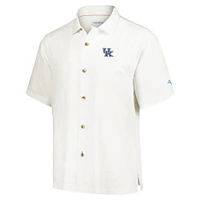 Men's Tommy Bahama Cream Kentucky Wildcats Castaway Game Camp Button-Up Shirt
