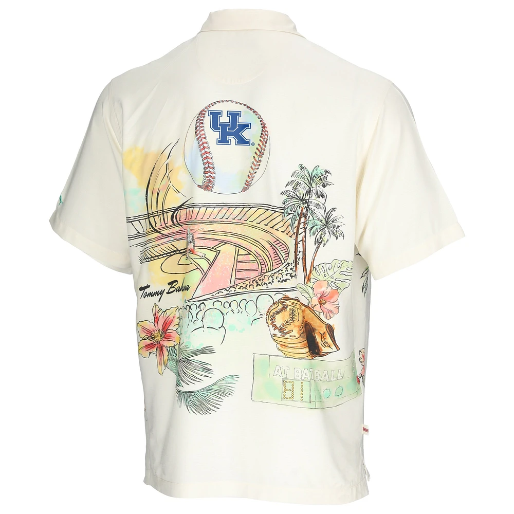Chemise boutonnée Tommy Bahama Kentucky Wildcats Paradise Fly Ball Camp pour homme, crème