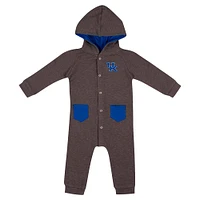 Barboteuse à capuche et boutons-pression en tissu gaufré Zando-Zan pour nouveau-né nourrisson Colosseum Charcoal Kentucky Wildcats