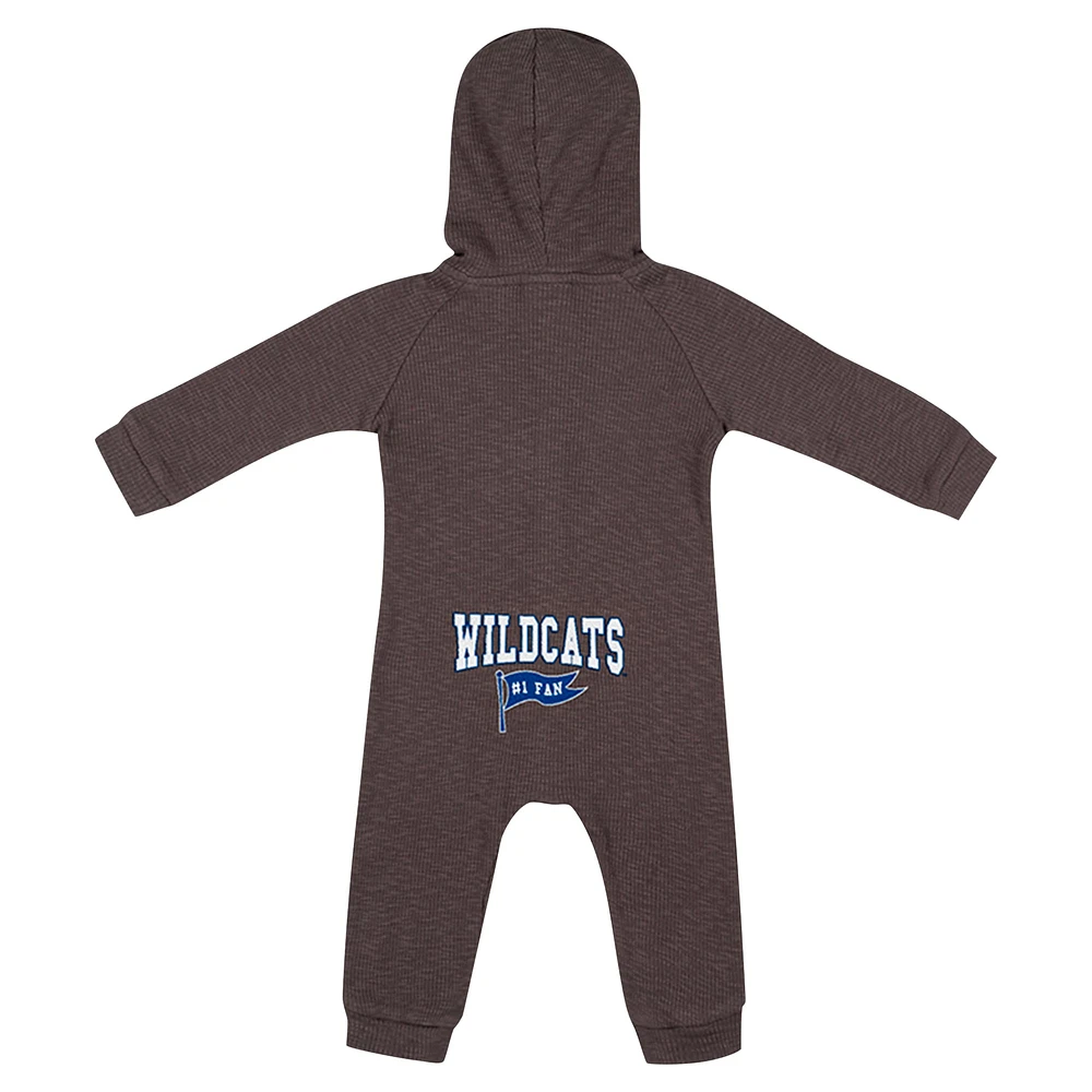 Barboteuse à capuche et boutons-pression en tissu gaufré Zando-Zan pour nouveau-né nourrisson Colosseum Charcoal Kentucky Wildcats