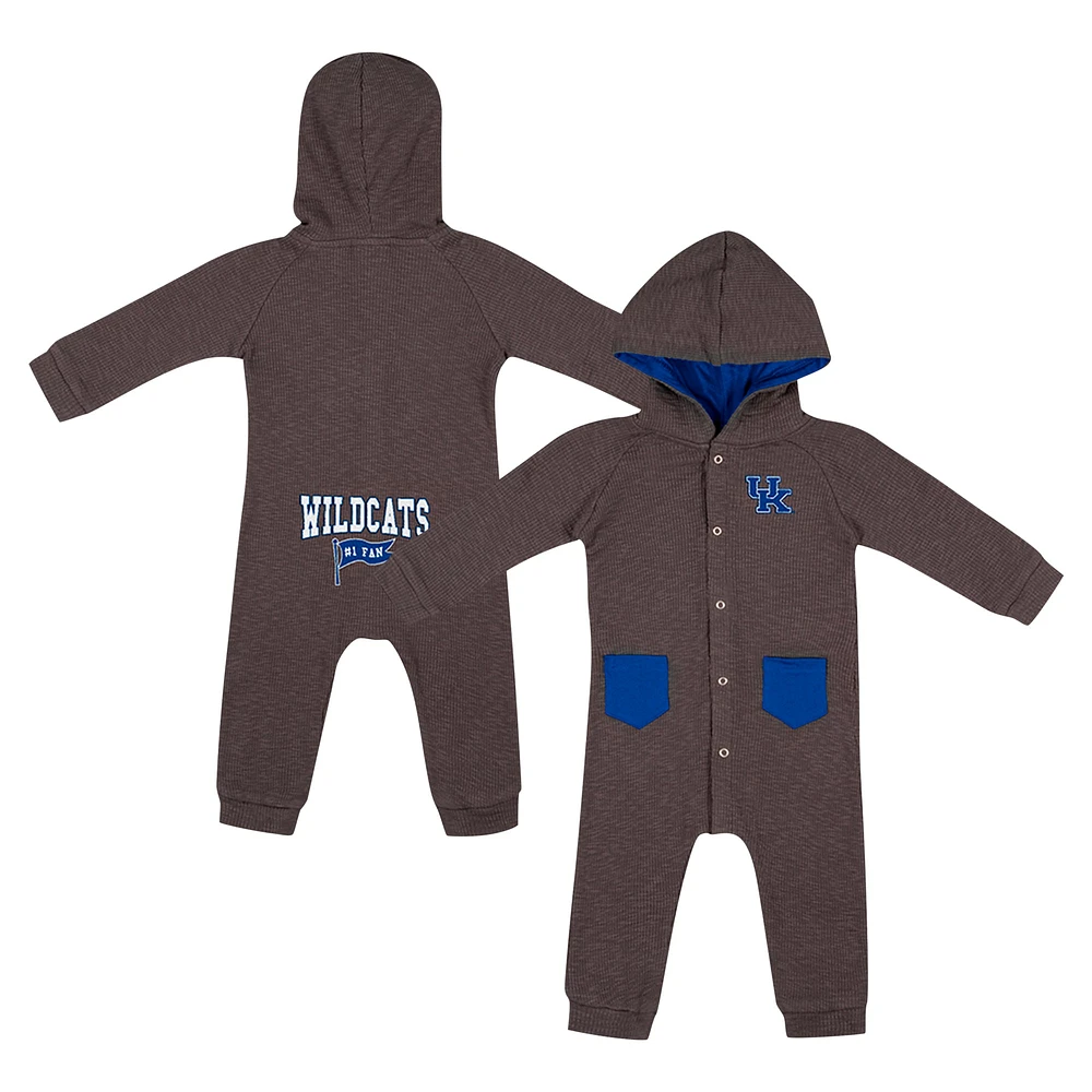 Barboteuse à capuche et boutons-pression en tissu gaufré Zando-Zan pour nouveau-né nourrisson Colosseum Charcoal Kentucky Wildcats