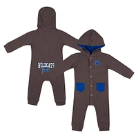 Barboteuse à capuche et boutons-pression en tissu gaufré Zando-Zan pour nouveau-né nourrisson Colosseum Charcoal Kentucky Wildcats