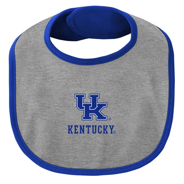 Ensemble bavoir et chaussons pour nouveau-né bébé Royal/Heather Grey Kentucky Wildcats Little Champ