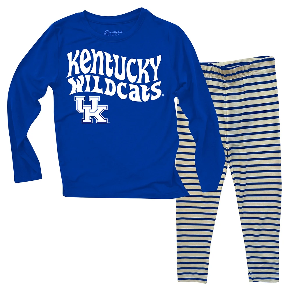 Toddler Wes & Willy  Kentucky Wildcats Long Sleeve Top and Striped Tri-Blend Leggings Set