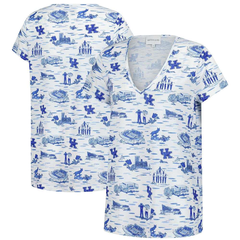 Women's Smith & Quinn White Kentucky Wildcats Blake V-Neck T-Shirt