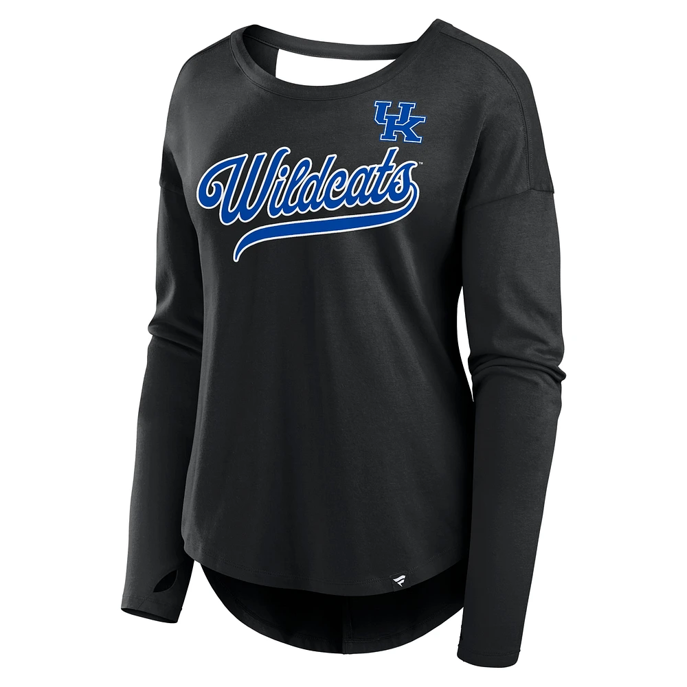 Women's Fanatics Black Kentucky Wildcats Training Camp Core Long Sleeve V-Neck Fashion T-Shirt