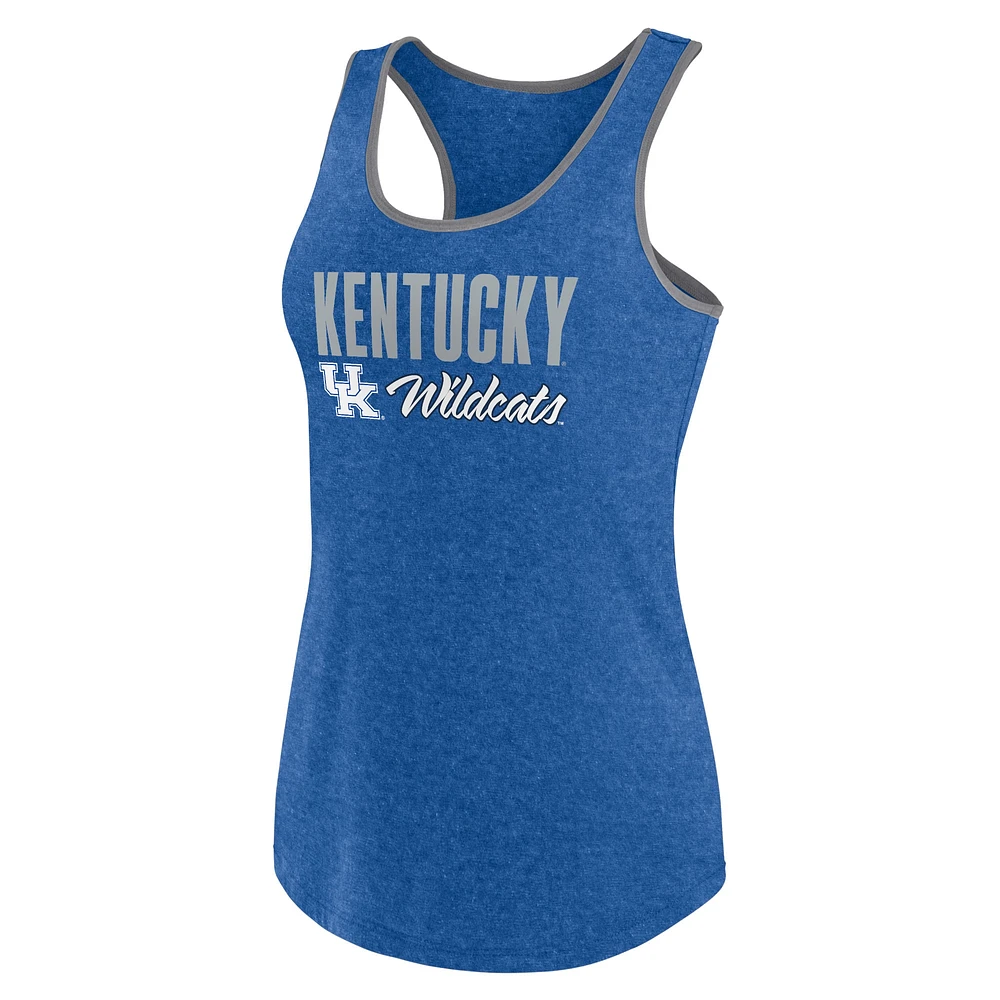 Women's Fanatics Heather Royal Kentucky Wildcats Fuel Racerback Tank Top