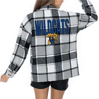 Chemise boutonnée en flanelle grise Gameday Couture pour femme, motif End Zone Game des Kentucky Wildcats