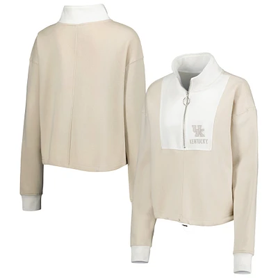 Women's Gameday Couture Tan/White Kentucky Wildcats Color-Block Quarter-Zip Jacket