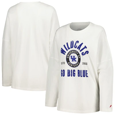 T-shirt à manches longues surdimensionné avec corde linge Kentucky Wildcats de la ligue collégiale pour femmes, blanc