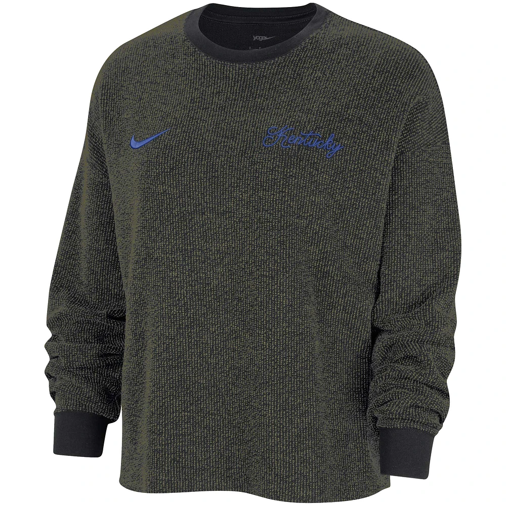 Women's Nike  Black Kentucky Wildcats Yoga Script Pullover Sweatshirt