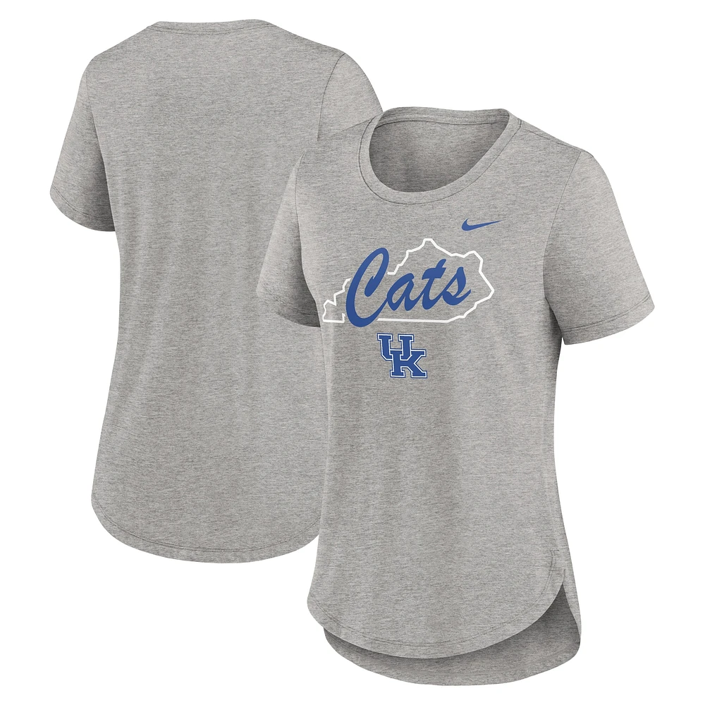 Women's Nike Heather Gray Kentucky Wildcats Local Campus Location Mantra Tri-Blend T-Shirt