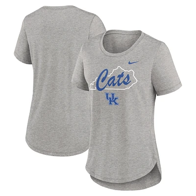 T-shirt Nike Heather Grey Kentucky Wildcats Local Campus Location Mantra Tri-Blend pour femme