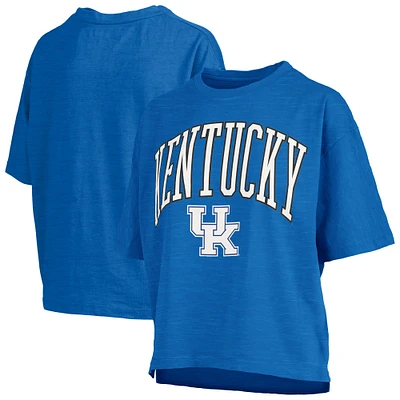 T-shirt surdimensionné à la taille avec logo Arch Pressbox Royal Kentucky Wildcats pour femme