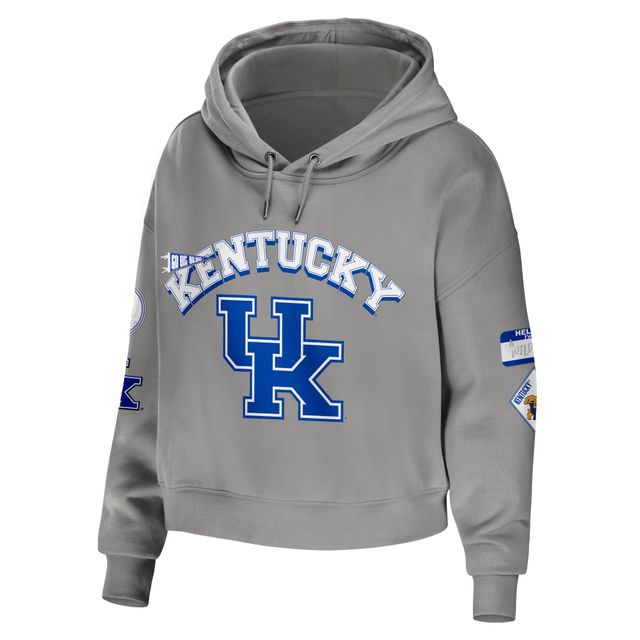 Sweat à capuche court pour femme WEAR by Erin Andrews gris Kentucky Wildcats