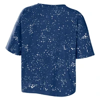 Women's WEAR by Erin Andrews Royal Kentucky Wildcats Bleach Wash Splatter Cropped Notch Neck T-Shirt