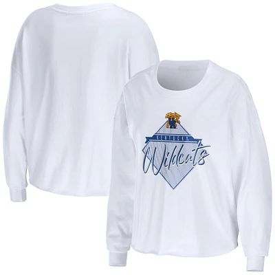 T-shirt court à manches longues avec diamants WEAR by Erin Andrews pour femmes, blanc, Kentucky Wildcats