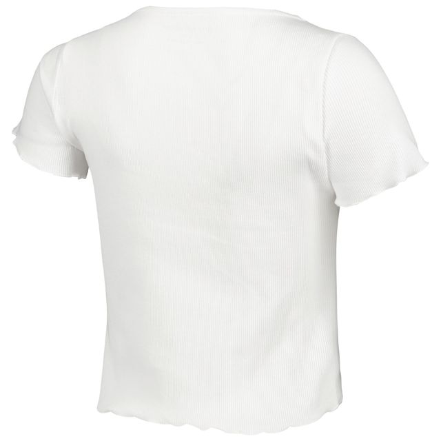 T-shirt blanc côtelé à bords côtelés Kentucky Wildcats pour femme