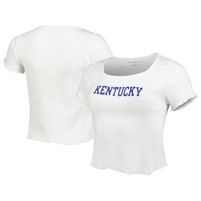 T-shirt blanc côtelé à bords côtelés Kentucky Wildcats pour femme