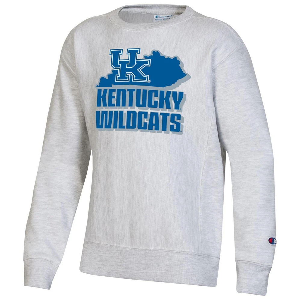 Youth Champion Heather Gray Kentucky Wildcats Reverse Weave Pullover Sweatshirt