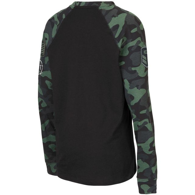 T-shirt à manches longues raglan Colosseum Kentucky Wildcats OHT Military Appreciation pour jeune, noir/camouflage
