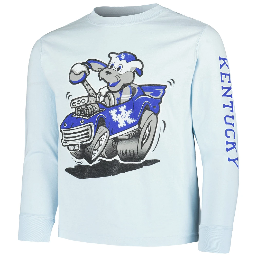 Youth ComfortWash Light Blue Kentucky Wildcats Mascot Race Car Long Sleeve T-Shirt