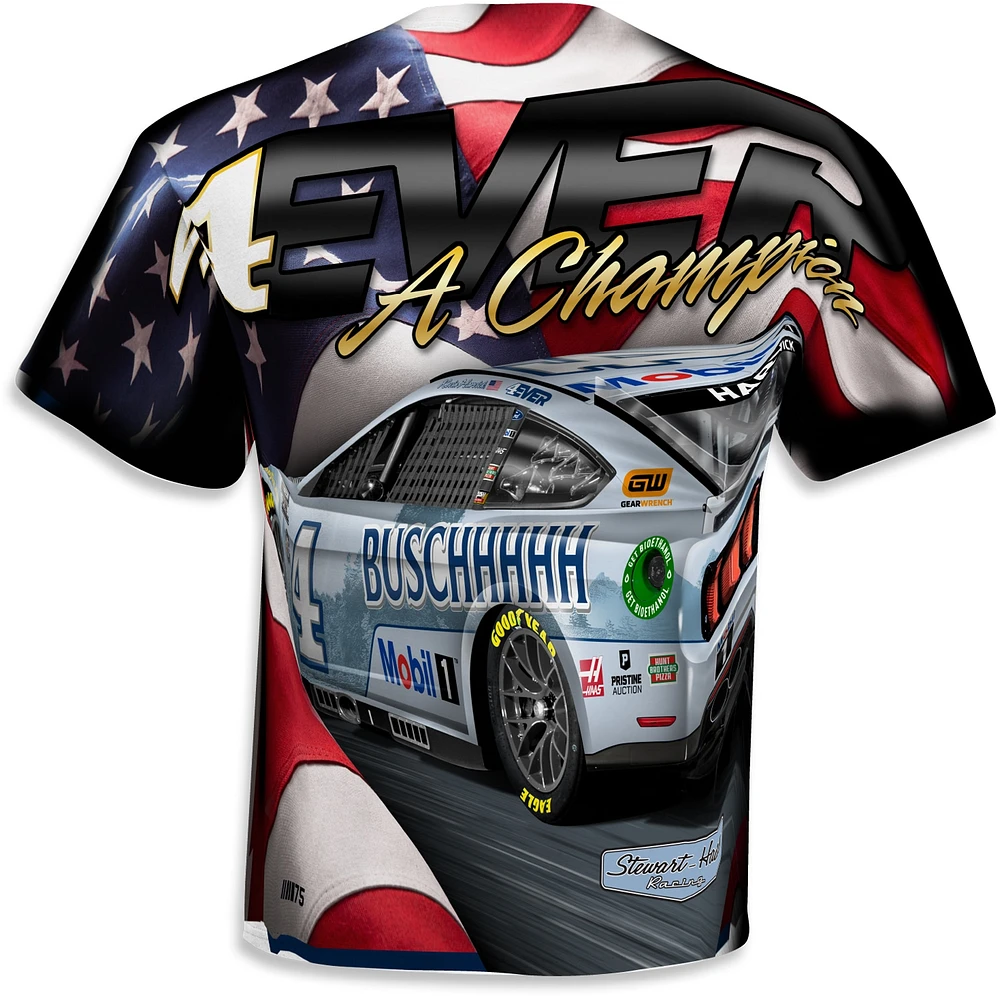 Men's Stewart-Haas Racing Team Collection White Kevin Harvick Sublimated Patriotic T-Shirt