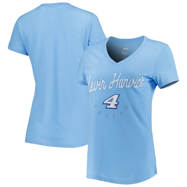 T-shirt à col en V Kevin Harvick Bump & Run G-III 4Her by Carl Banks pour femmes, bleu clair