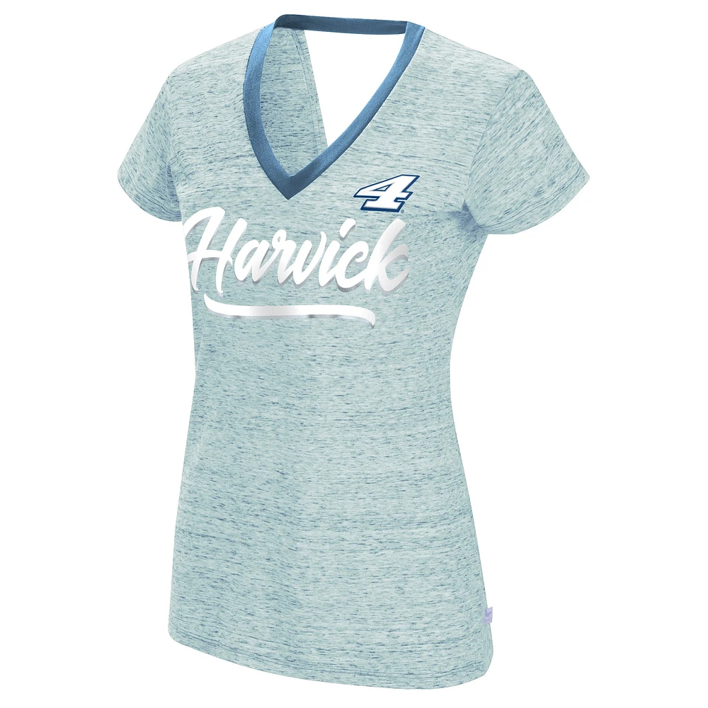 Women's Touch Heather Powder Blue Kevin Harvick Halftime Back Wrap T-Shirt