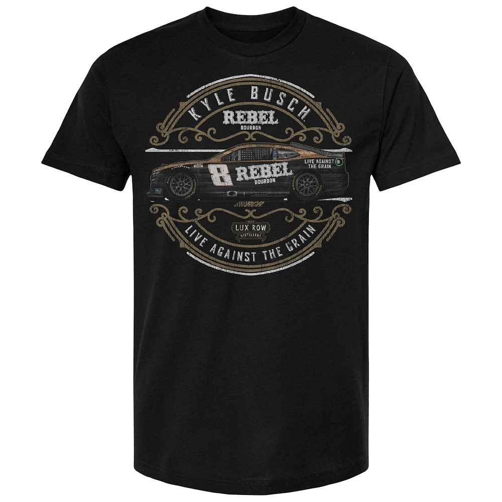 Men's Checkered Flag Sports Black Kyle Busch Rebel Bourbon Car T-Shirt