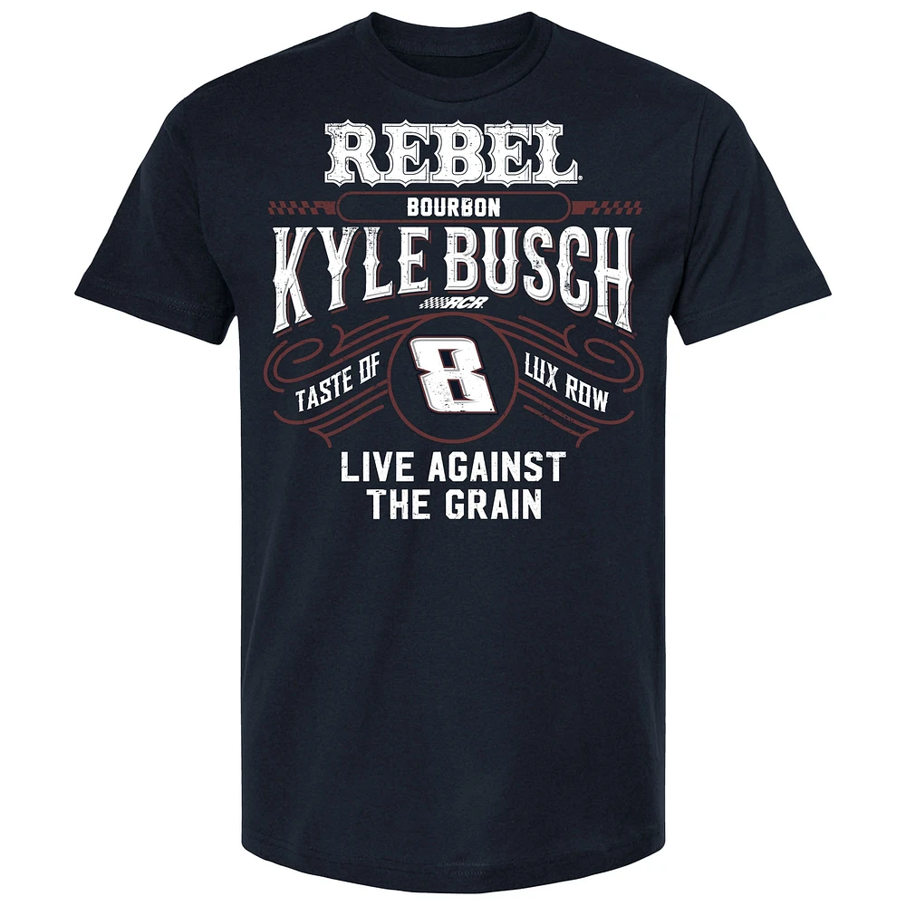 Men's Checkered Flag Sports Navy Kyle Busch Rebel Bourbon Live Against The Grain T-Shirt