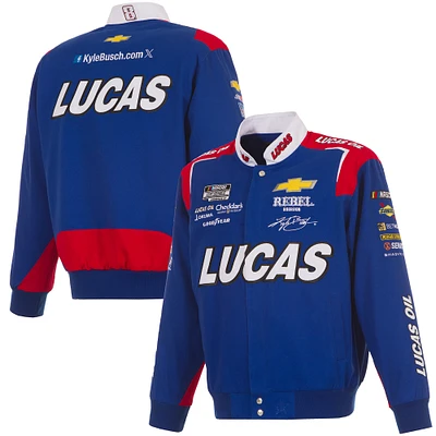 Veste d'uniforme en sergé à boutons-pression Royal Kyle Busch Lucas Oil pour homme de JH Design