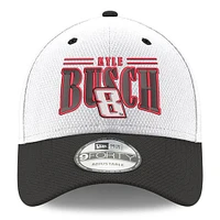 Casquette à arche ajustable Kyle Busch 9FORTY New Era pour homme, blanche/noire