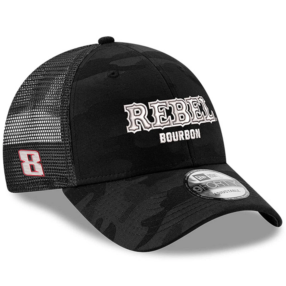 Men's Richard Childress Racing Team Collection  Black Kyle Busch Rebel Bourbon 9FORTY Trucker Adjustable Hat