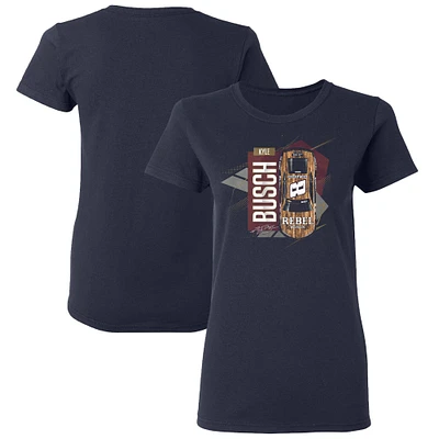 T-shirt bleu marine pour femme de la collection Richard Childress Racing Team, motif voiture Kyle Busch Cheddar