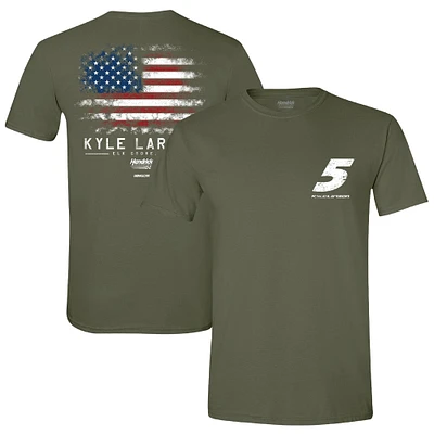 T-shirt pour homme avec drapeau Kyle Larson vert de la collection Hendrick Motorsports Team