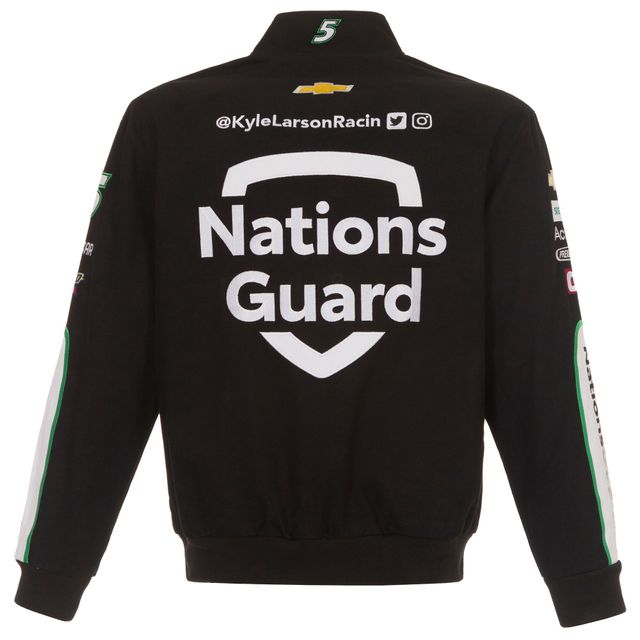 JH Design Veste d'uniforme en sergé pour homme Kyle Larson Nations Guard Noir