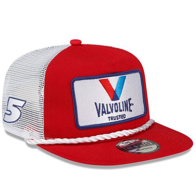 Casquette ajustable Kyle Larson Golfer Snapback New Era pour homme, rouge/blanc