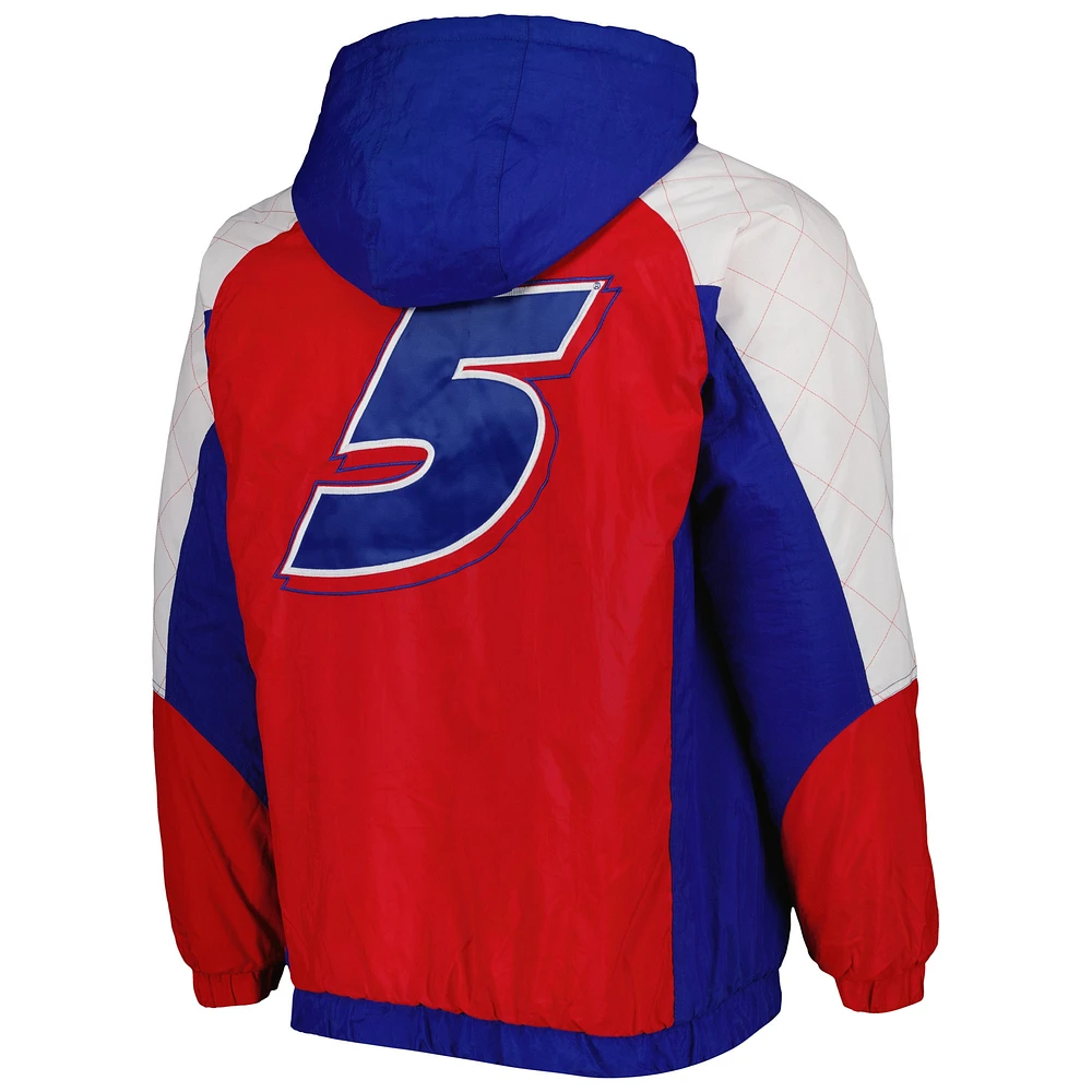 Men's Starter Royal/Red Kyle Larson The Body Check Half-Snap Pullover Jacket