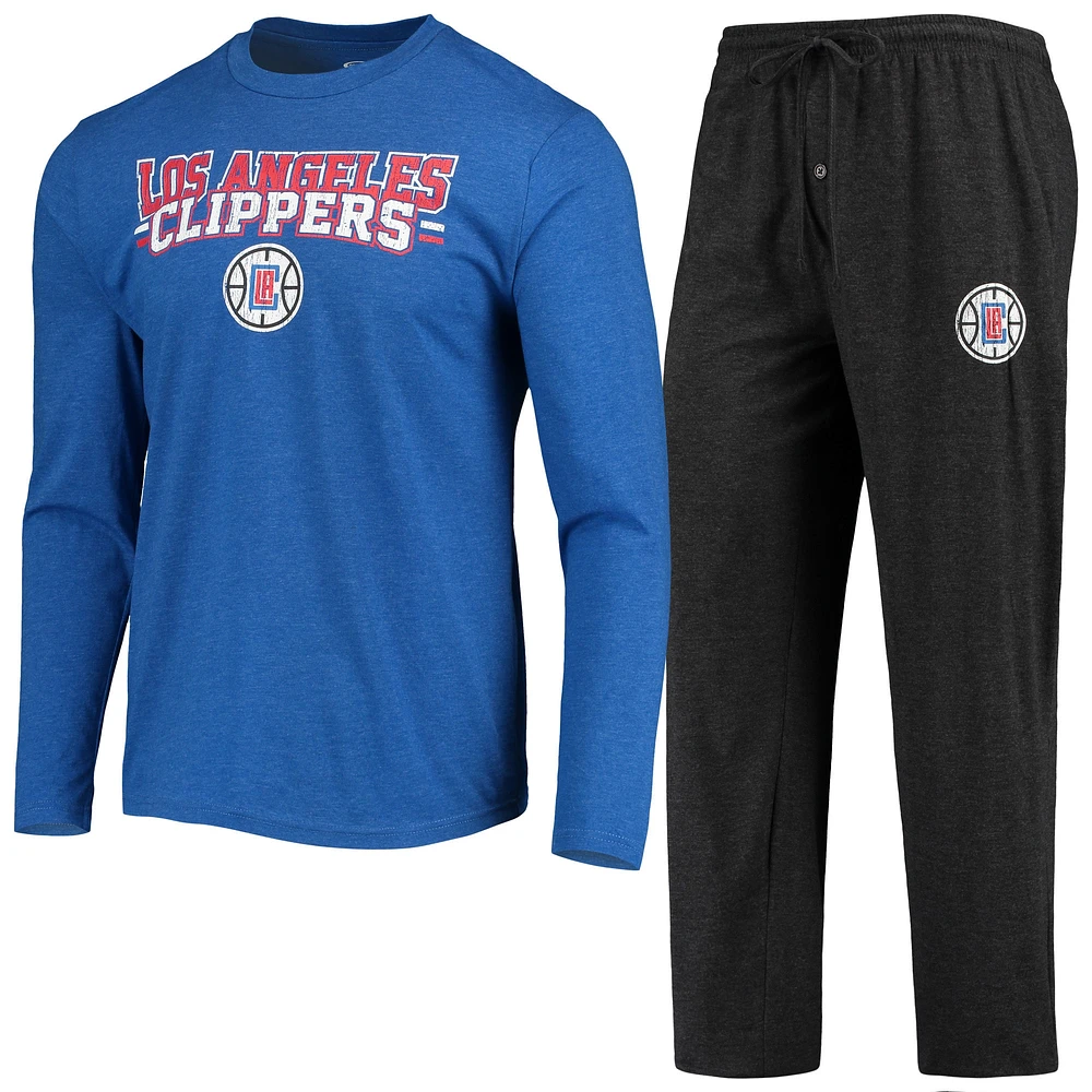 Concepts Sport T-shirt à manches longues et pantalon pour homme Noir/Royal LA Clippers