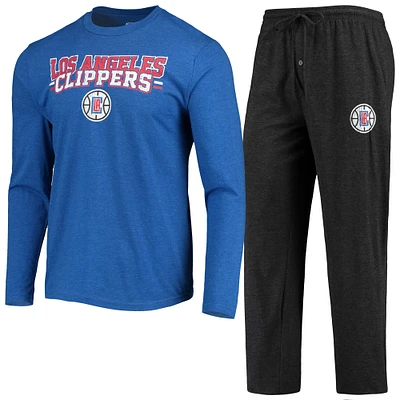 Concepts Sport T-shirt à manches longues et pantalon pour homme Noir/Royal LA Clippers