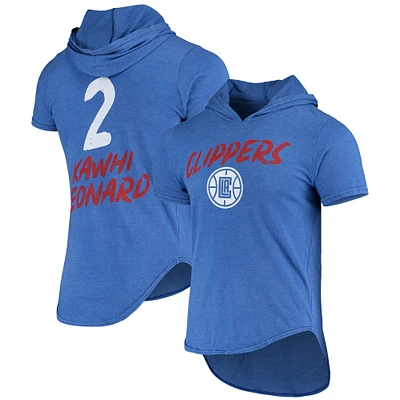T-shirt à capuche tri-mélange Fanatics Kawhi Leonard Heathered Royal LA Clippers pour hommes