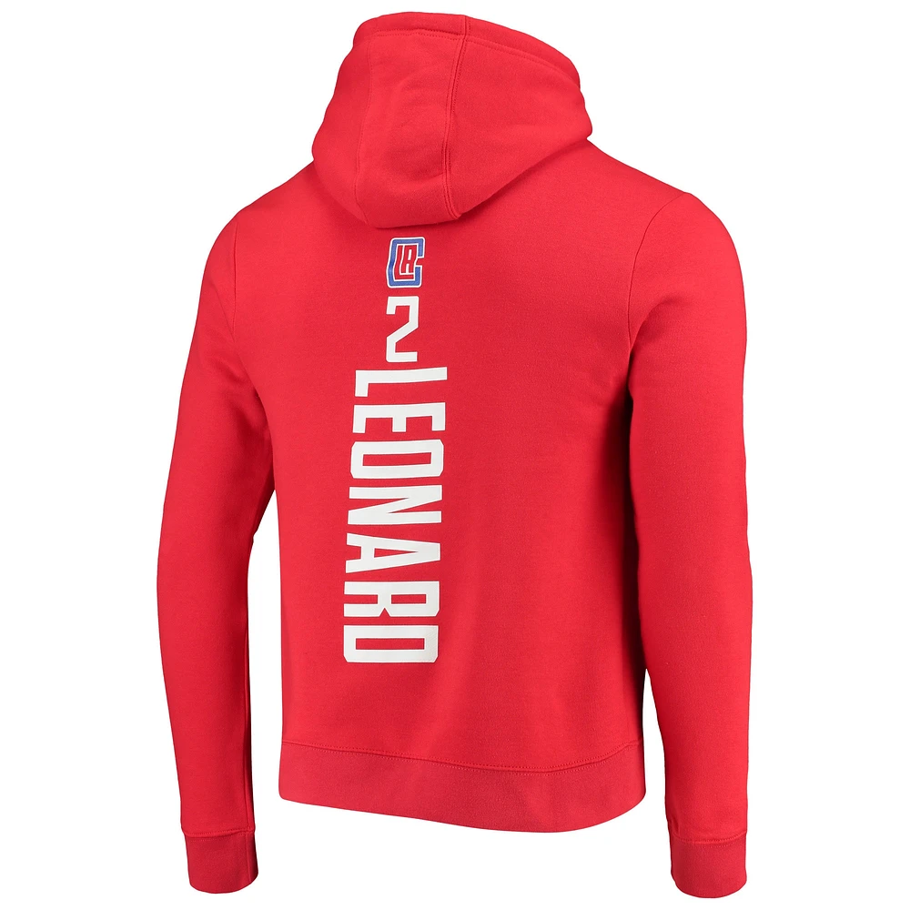 Men's Fanatics Kawhi Leonard Red LA Clippers Playmaker Name & Number Fitted Pullover Hoodie