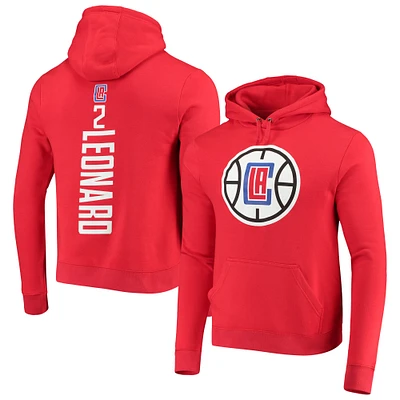 Men's Fanatics Kawhi Leonard Red LA Clippers Playmaker Name & Number Fitted Pullover Hoodie