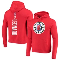 Men's Fanatics Kawhi Leonard Red LA Clippers Playmaker Name & Number Fitted Pullover Hoodie