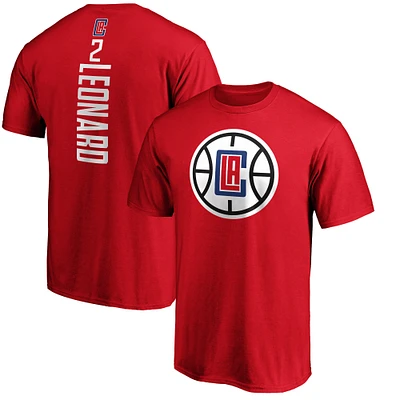 T-shirt avec nom et numéro de meneur jeu l'équipe LA Clippers Fanatics Kawhi Leonard rouge pour hommes