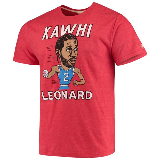 T-shirt à trois mélanges Caricature Kawhi Leonard LA Clippers rouge pour homme