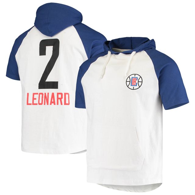 Sweat à capuche Kawhi Leonard pour homme Blanc/Royal LA Clippers Player Raglan